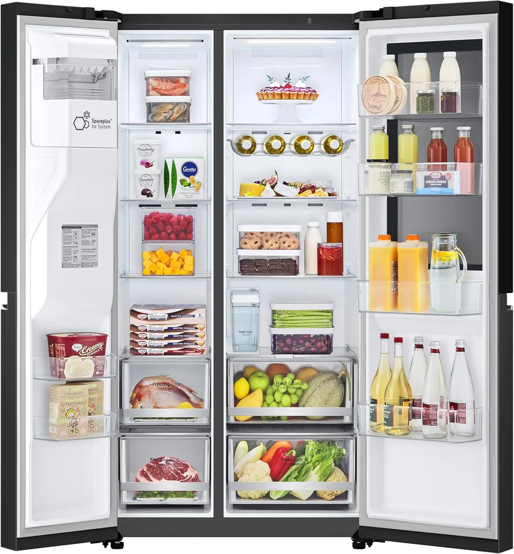 LG GSGV81PYLL Side by Side Kühlschrank, Klasse E, 635 L, Instaview, Kühlschrank mit Gefrierfach, Eis-, Crushed Ice- Wasserspender, Total NoFrost, Smart Inverter Kompressor, Wi-Fi
