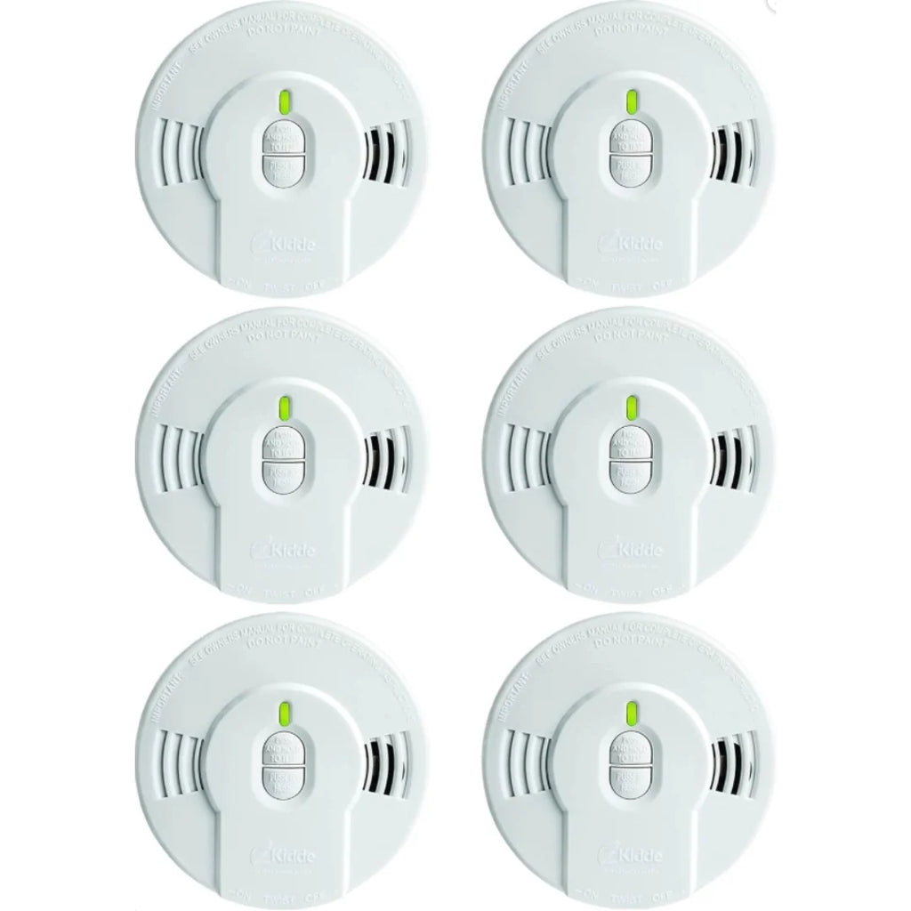 Detector de Humo Kidde, Batería de 10 Años, Indicadores LED, Alerta de Reemplazo, Botón de Prueba y Reinicio, 6 Paquetes, Blanco