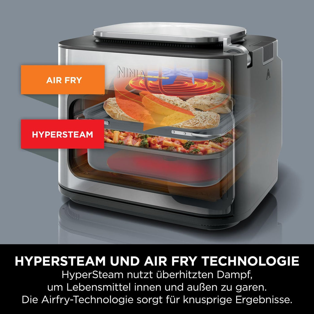 Ninja Combi 12-in-1 Multikocher, Ofen & Heißluftfritteuse, 12 Kochfunktionen, Air Fryer & Grillen Zubereitung in 15 Min*, mit Backblech, Pfanne, Crisper Gittereinsatz, Rezeptanleitung, Grau, SFP700EU.