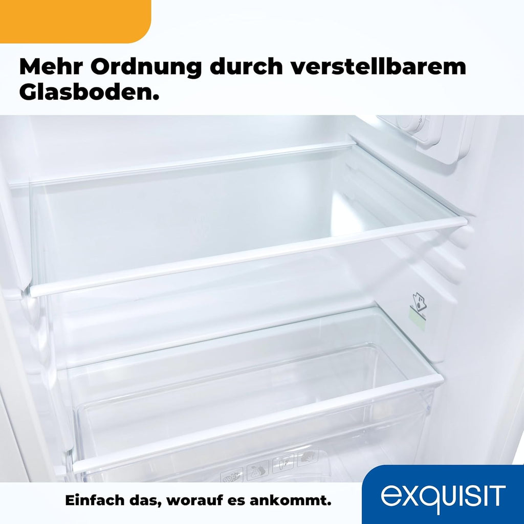 Exquisit Kühlschrank KS117-3-040D weiss | 81 L Volumen | Kühlschrank mit Gefrierfach freistehend | Gemüsefach | Freistehender Kühlschrank mit Gefrierfach