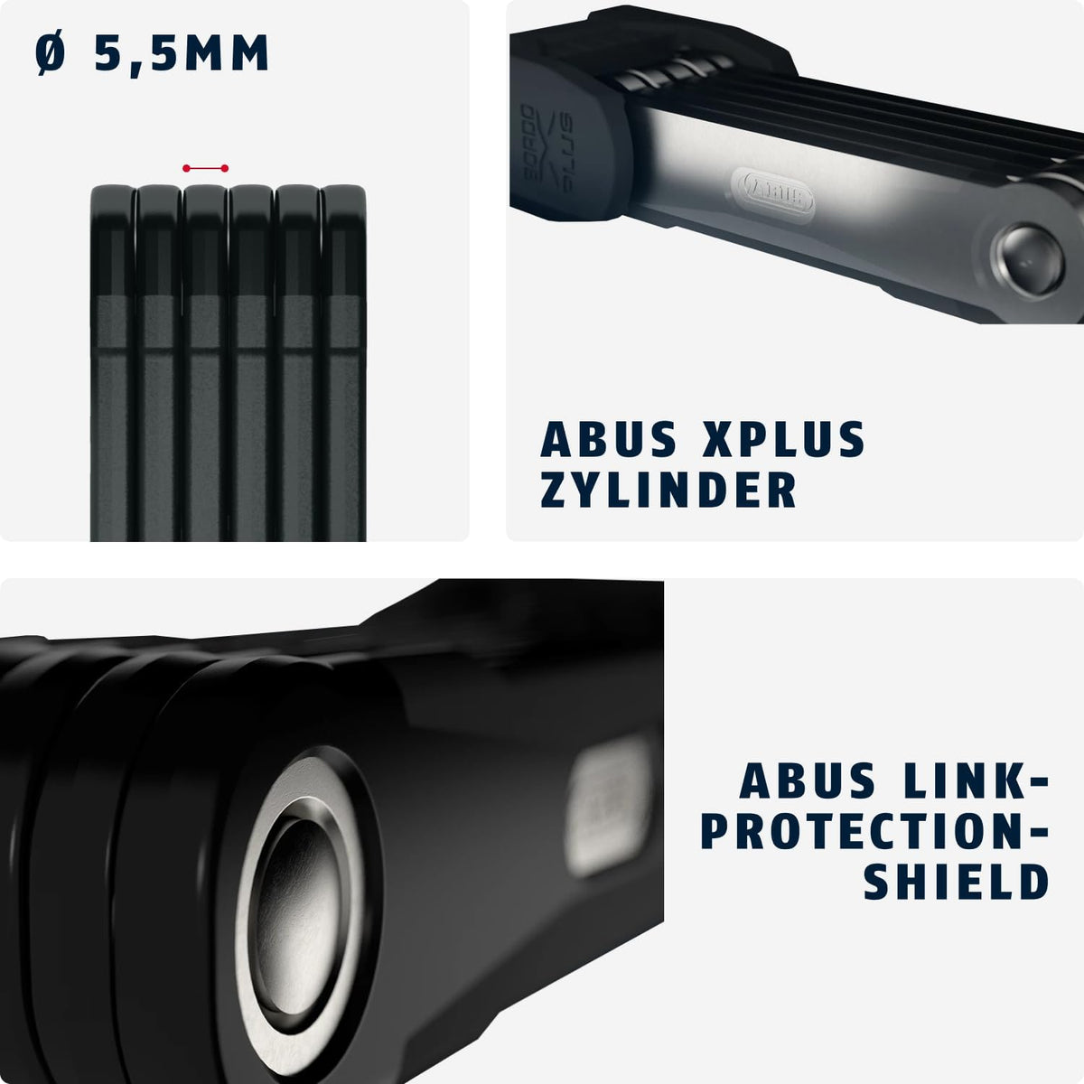 ABUS Faltschloss Bordo Granit XPlus 6500 SH mit Halterung - Fahrradschloss aus gehärtetem Stahl - ABUS-Sicherheitslevel 15-110 cm - Schwarz