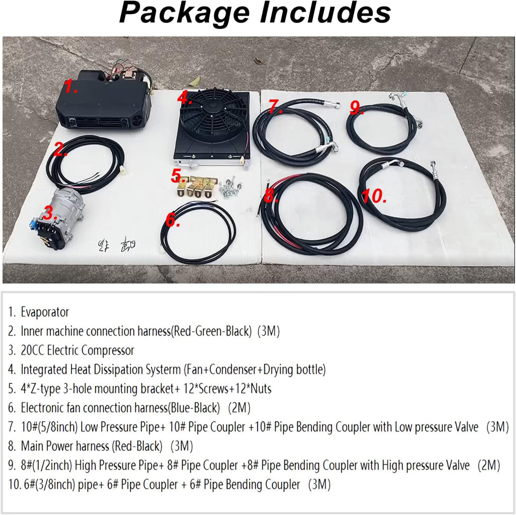 Gouku Universal-Klimaanlage, 12 V, nur Kühlfunktion, universelle Passform, Van, Taxi, automatische Wohnmobile, LKW, elektrisch, AC, energiesparend, Schwarz
