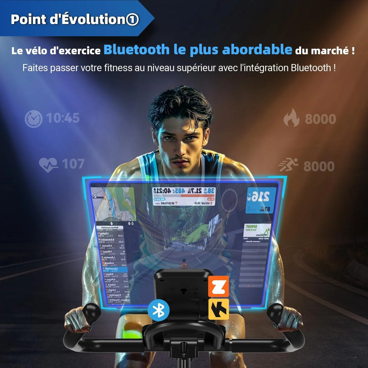 Velo d Appartement Silencieux avec Résistance Magnétique Réglable, Vélo d'appartement avec APP, Vélo d'exercice Moniteur LCD, Siège Confortable, Pour Entraînement Cardio, Capacité 160KG
