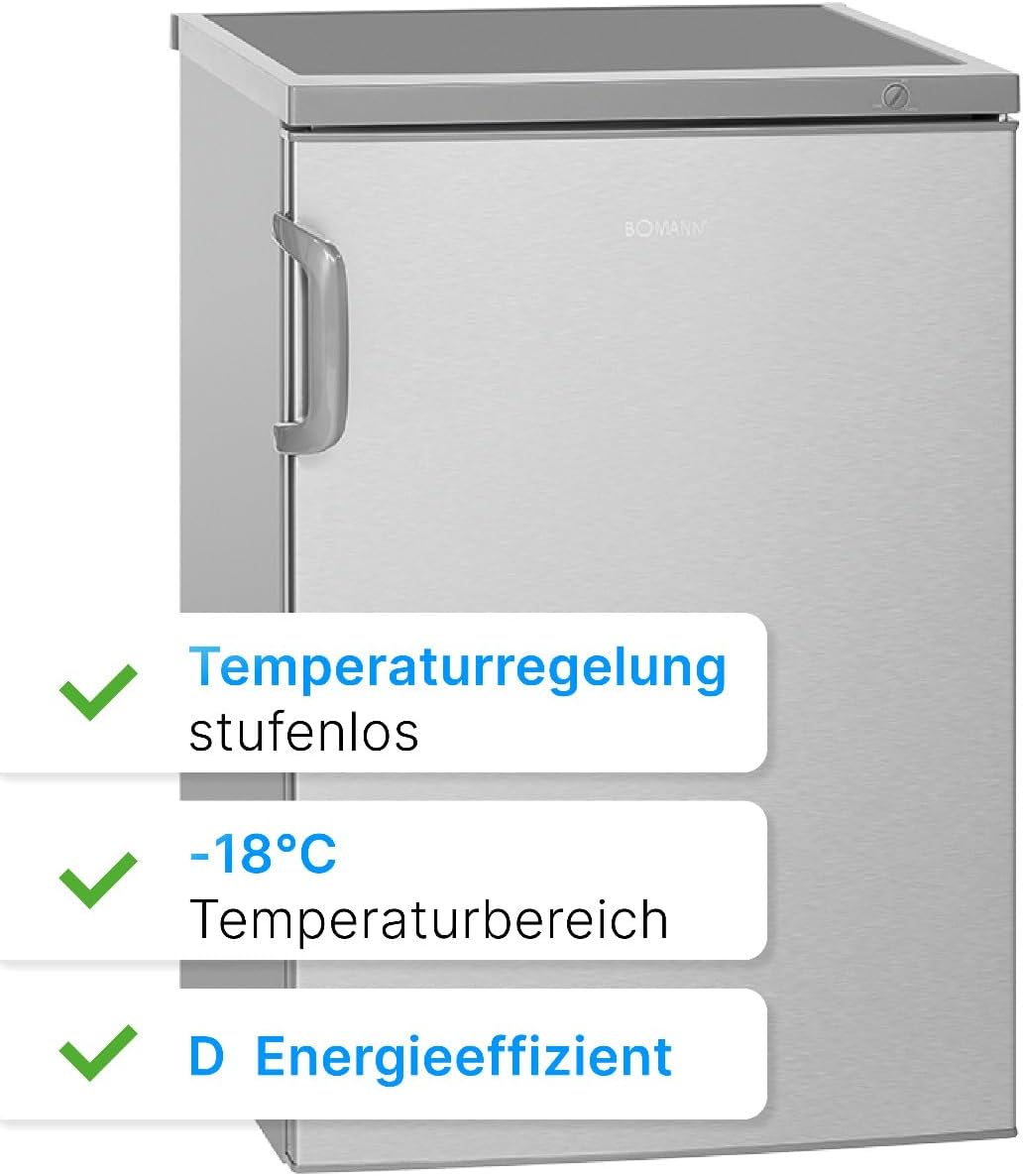 Bomann® Gefrierschrank 87L | Gefrierschrank klein mit Temperaturbereich ≤ -18°C | 3 Schubladen | Tiefkühlschrank mit wechselbarem Türanschlag | Freezer Tiefkühlschrank klein GS 7253 weiß