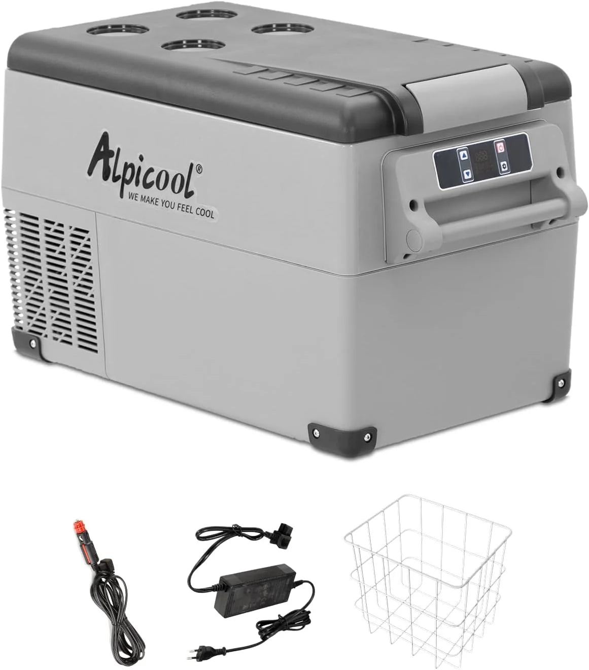 Alpicool CF55 55 Liter Kühlbox 12V tragbarer Mini-Kühlschrank elektrische Gefrierbox klein Gefrierschrank für Auto Camping, LKW, Boot und Steckdose mit USB-Anschluss, -20℃ bis 20℃