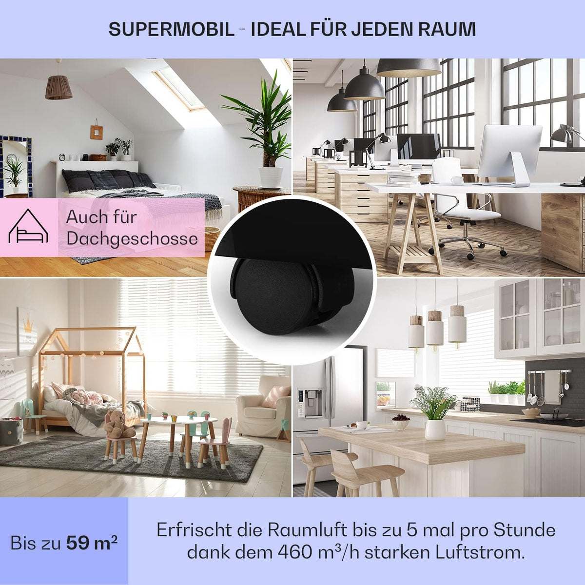 Klarstein Mobile Klimaanlage mit Abluftschlauch, 4-in-1 Klimagerät, Ventilator, Luftentfeuchter & Nachtmodus, Kleine & Portable Klimaanlage für Wohnung & Büro, Niedriger Verbrauch, 14000BTU