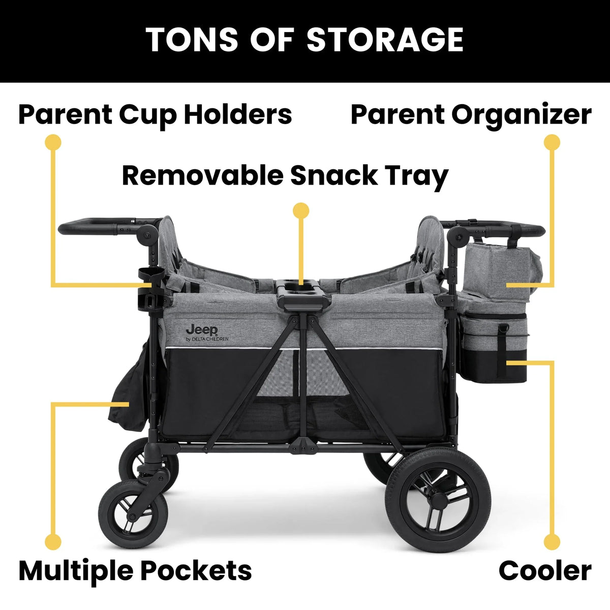 Jeep Wrangler Deluxe 4 Seater Stroller Wagon by Delta Children
