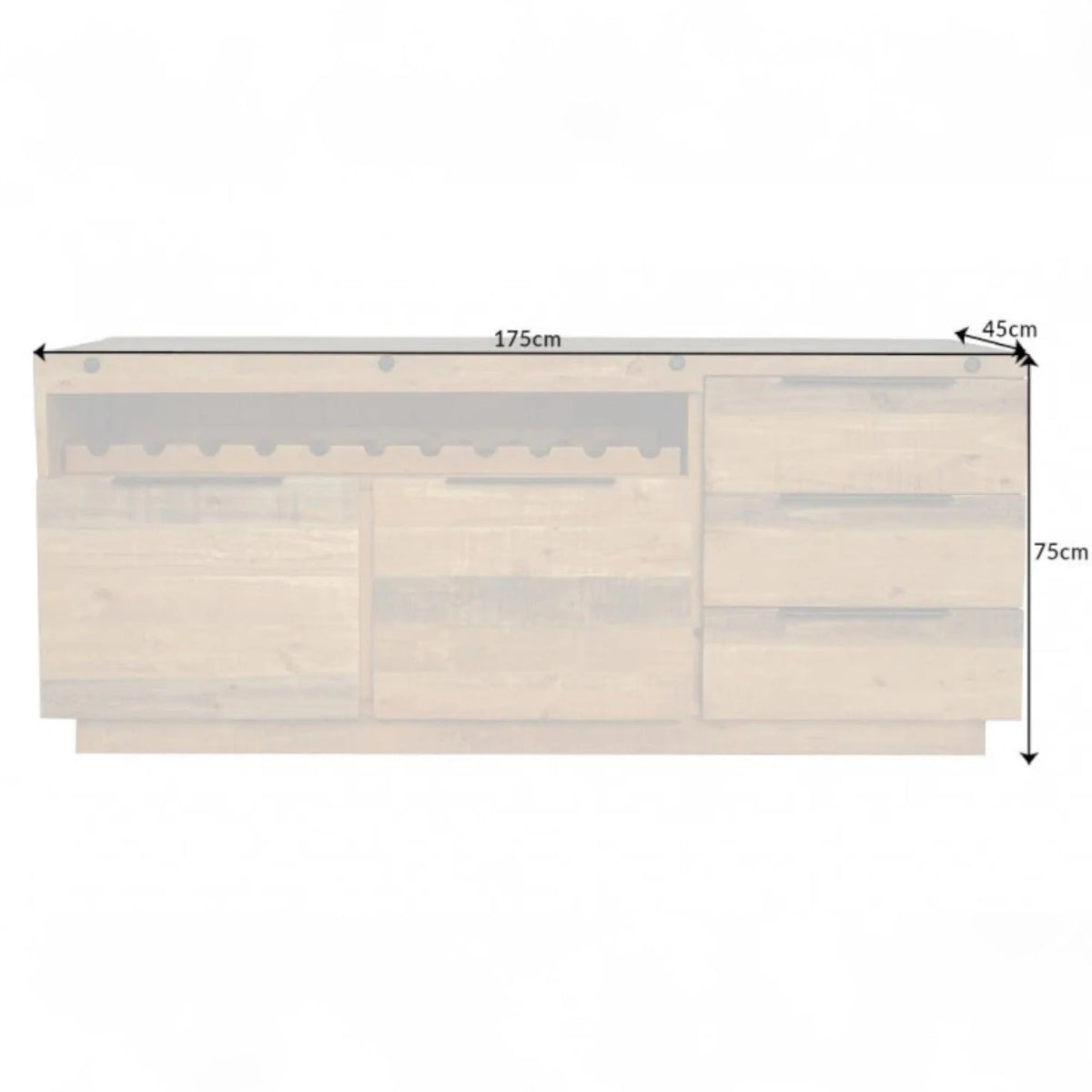 Finca Pine Sideboard with Wine Rack - Natural