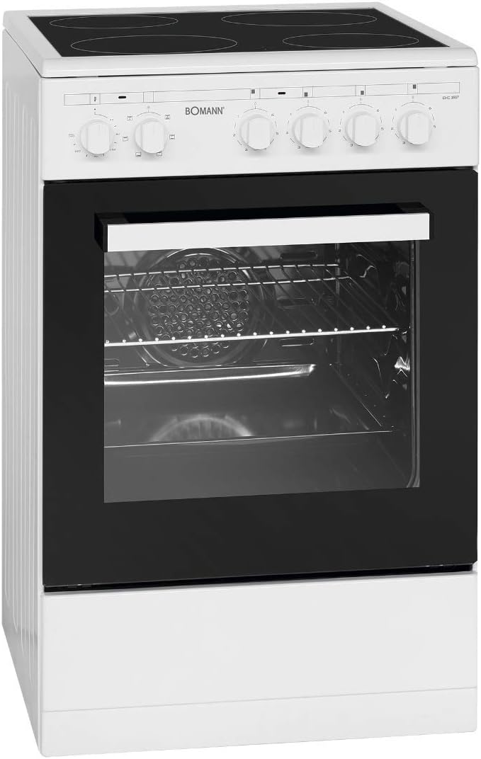 Bomann® Backofen 50cm mit Herd | Elektroherd freistehend 50 cm mit 4 Kochplatten | Standherd mit Ofen 43L | Ober-/Unterhitze | 40°C-240°C | inkl. Blech & Grillrost | Elektroherd mit Kochfeld EHC 7939