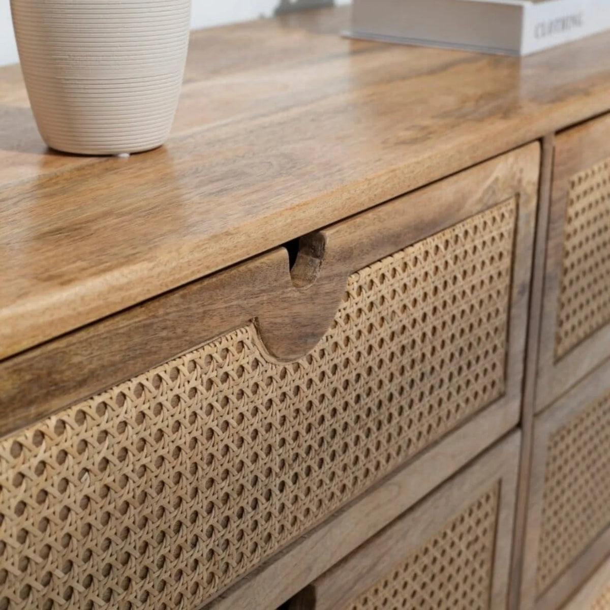 Vienna Six Drawers Rattan Sideboard