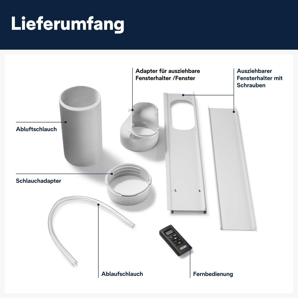 De'Longhi Pinguino PAC EM82, Mobile Klimaanlage für Räume bis zu 80 m³, 9.400 BTU, 2,4 kW, 63 dB, Entfeuchtungsfunktion, Energieklasse A, 24h-Timer, Weiß