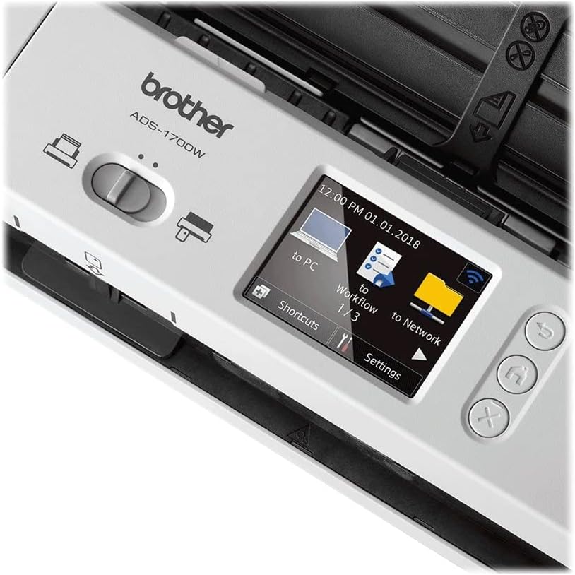 Brother ADS-1700W Kompakter und intelligenter Dokumentenscanner | Dokumentenzuführung | Automatisches Scannen | Wi-Fi/Wi-Fi Direct, Weiß/Schwarz