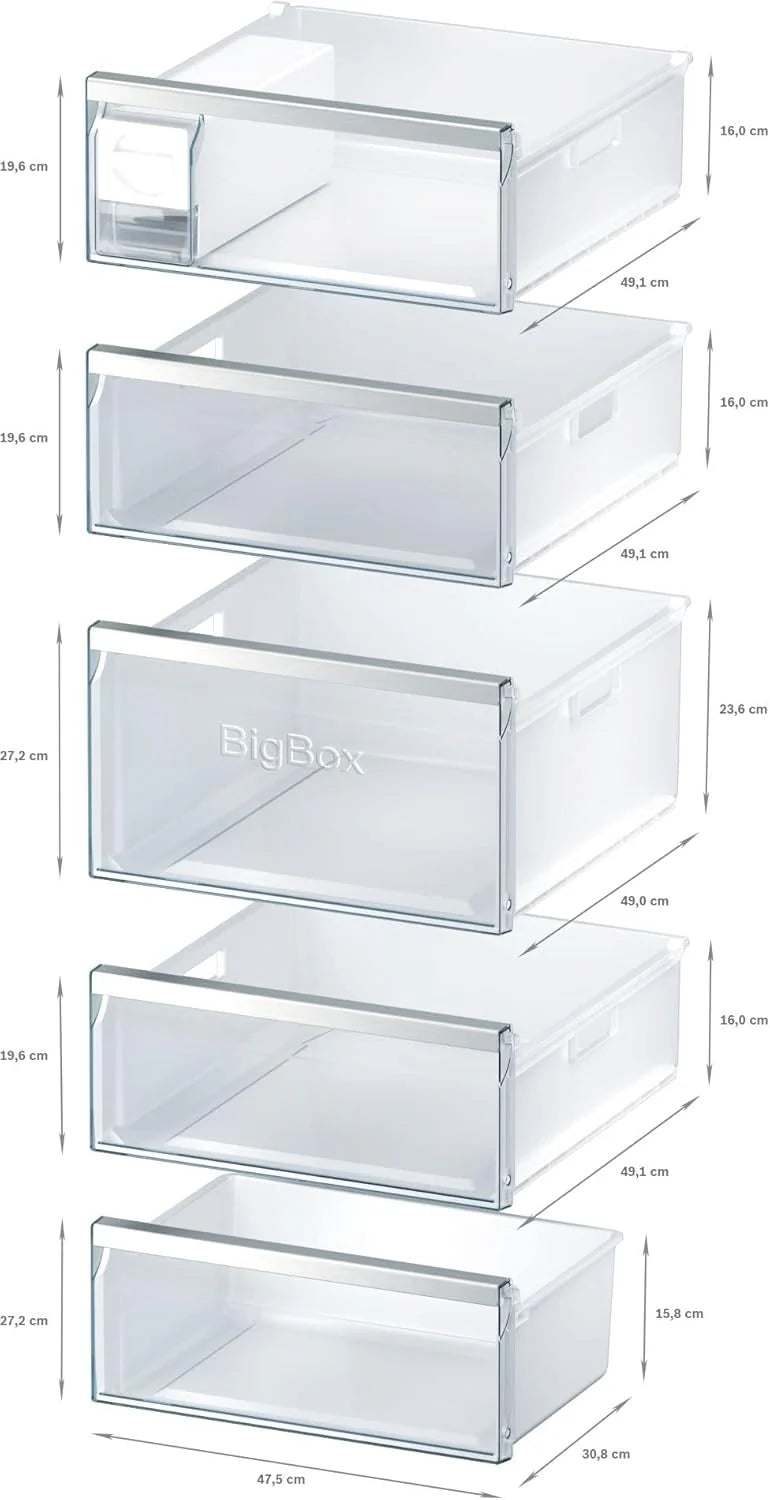 Siemens GS54NAWCV iQ500 Gefrierschrank, 176 x 70 cm, 327 L, noFrost nie wieder abtauen, bigBox Platz für großes Gefriergut, varioZone flexible Glas-und Schubladen, Weiß