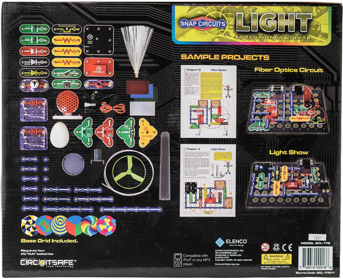 Snap Circuits® Light SCL175 | Kit de Exploración Electrónica | Más de 175 Proyectos | Juguete Educativo STEM para Niños de 8 Años en Adelante