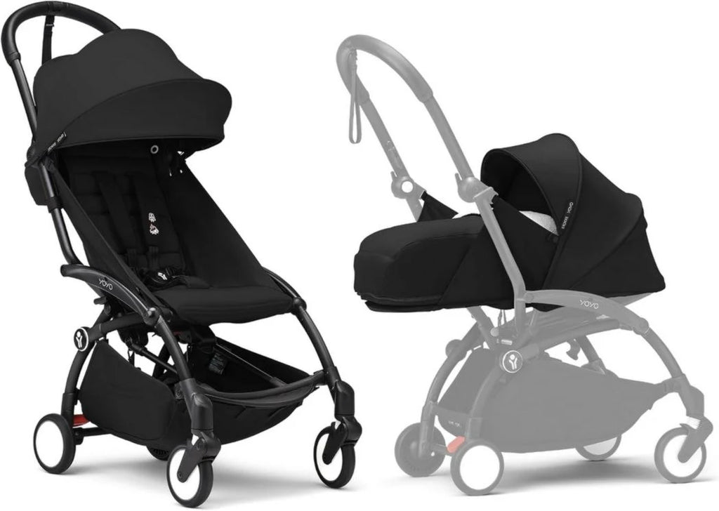 Poussette Stokke YOYO3 avec pack nouveau-né et pack couleur 6+ - Comprend un cadre noir, un pack couleur YOYO 6+ (gingembre) et un pack nouveau-né 0+ (gingembre)