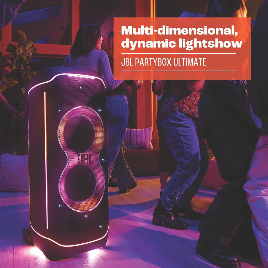 JBL Partybox Stage 120 in Schwarz – Tragbare Bluetooth-Lautsprecher-Box mit JBL Pro Sound, Lichtshow, KI-Sound-Boost und Teleskopgriff – 12 h Laufzeit