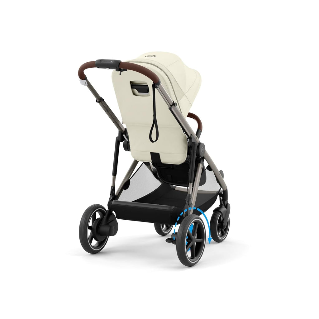 CYBEX Gold Kinderwagen e-GAZELLE S, Ab Geburt bis ca. 4 Jahre, Max. 22 kg (Single-Modus) / 2x 22 kg (Duo-Modus), All-in-1-System mit E-Antrieb und 20+ Konfigurationen, Moon Black