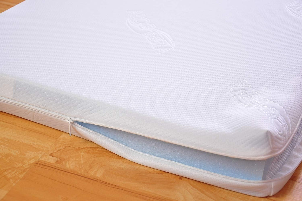 Marsell Baby Gitterbett mit Schublade mit Deckel Babybett Kinderbett mit Aloe Vera Schaumstoffmatratze Zahnschienen höhenverstellbar Weiß umbaubar zum Juniorbett
