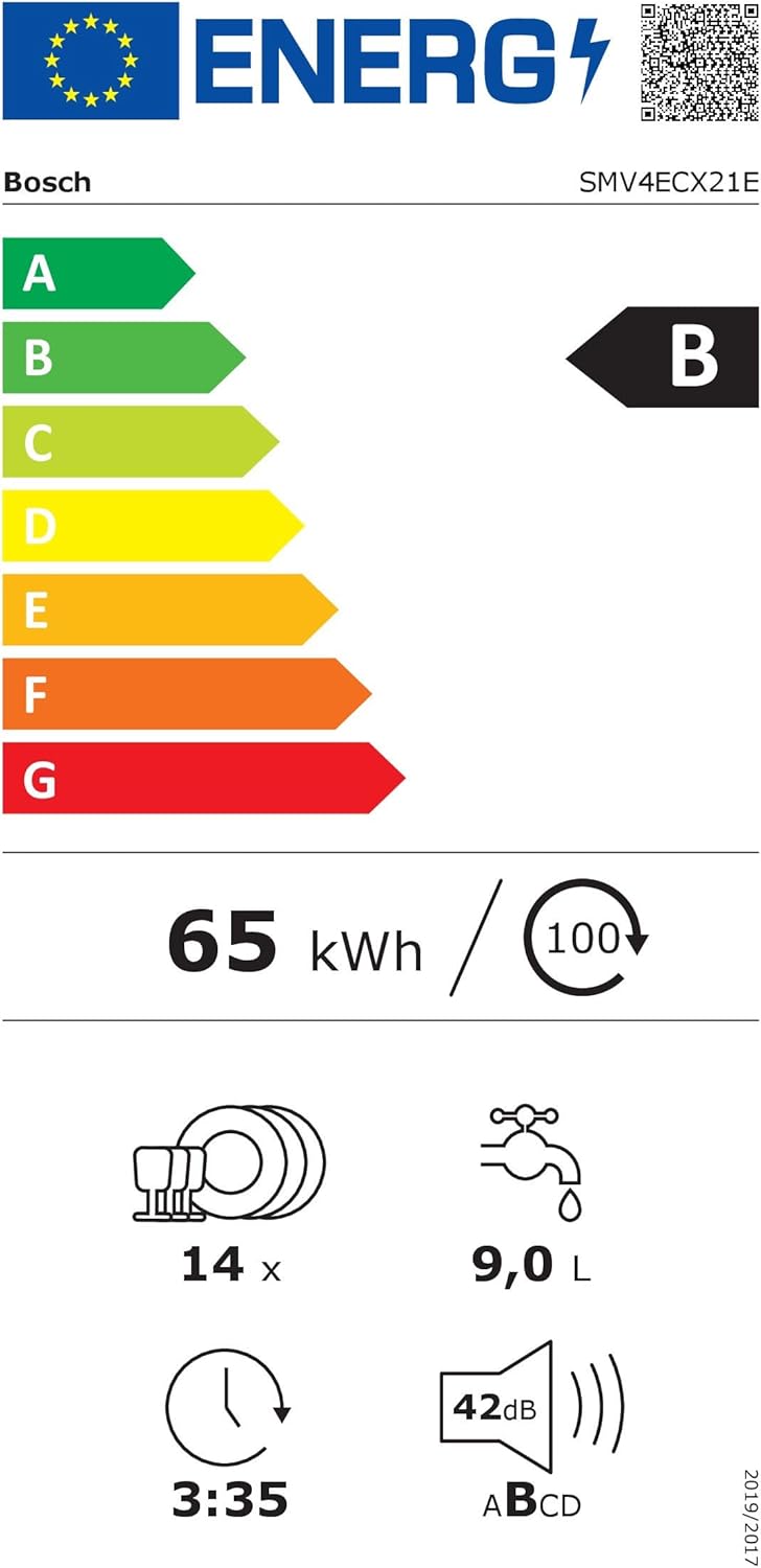 Bosch Serie 4, Vollintegrierter Geschirrspüler, 60 cm, SMV4ECX21E