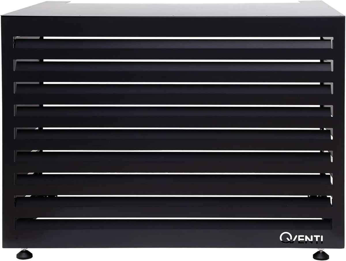 Qventi Abdeckung für Klimaanlage - Anthrazit/Grau - Aluminium - Schutzgitter - Verkleidung - Einfache Montage - Größe S - Außenmaße (LxBxH): 100 x 50 x 75 cm
