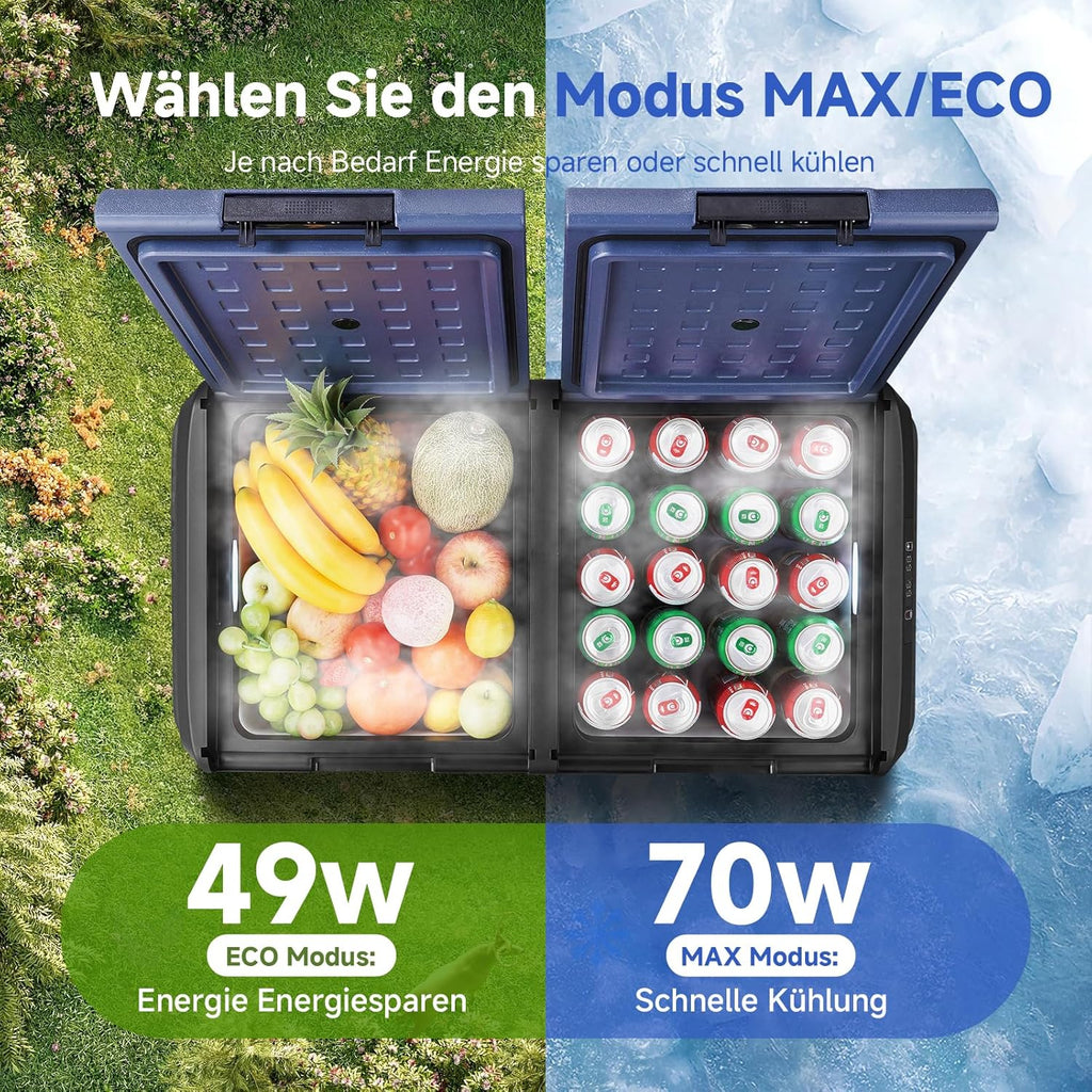 AAOBOSI Kompressor Kühlbox, 95L Kühlbox Kompressor Dual Zone mit APP Steuerung, IPX4 Wasserdicht, kühlbox 12V 230V, -20°C bis 20°C – Ideal für Auto, LKW, Boot, Camping, Fischen & Outdoor-Aktivitäten