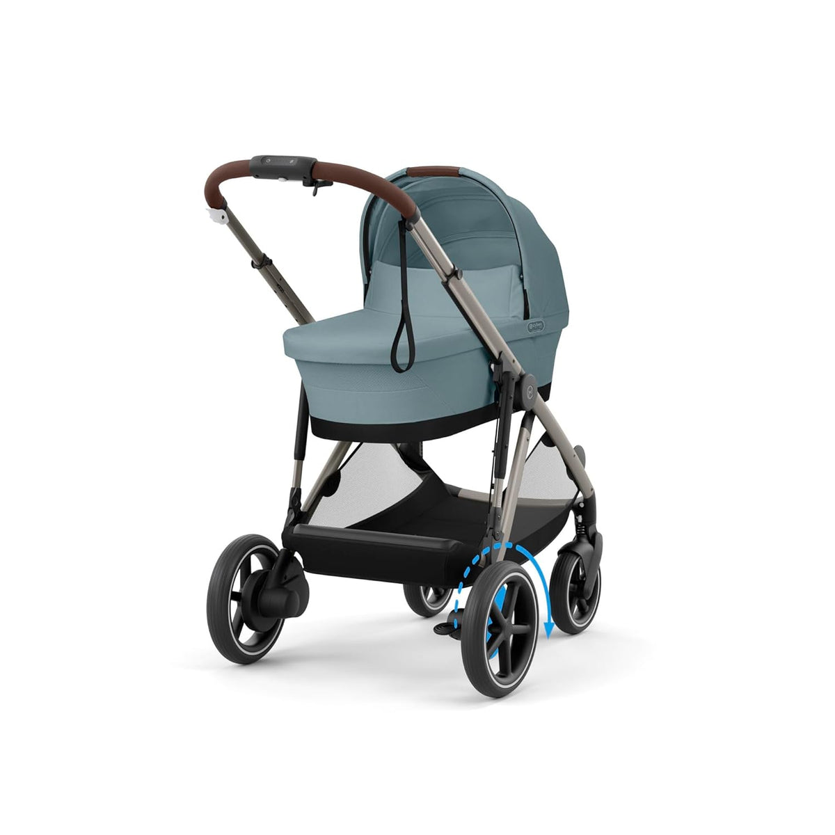 CYBEX Gold Kinderwagen e-GAZELLE S, Ab Geburt bis ca. 4 Jahre, Max. 22 kg (Single-Modus) / 2x 22 kg (Duo-Modus), All-in-1-System mit E-Antrieb und 20+ Konfigurationen, Moon Black
