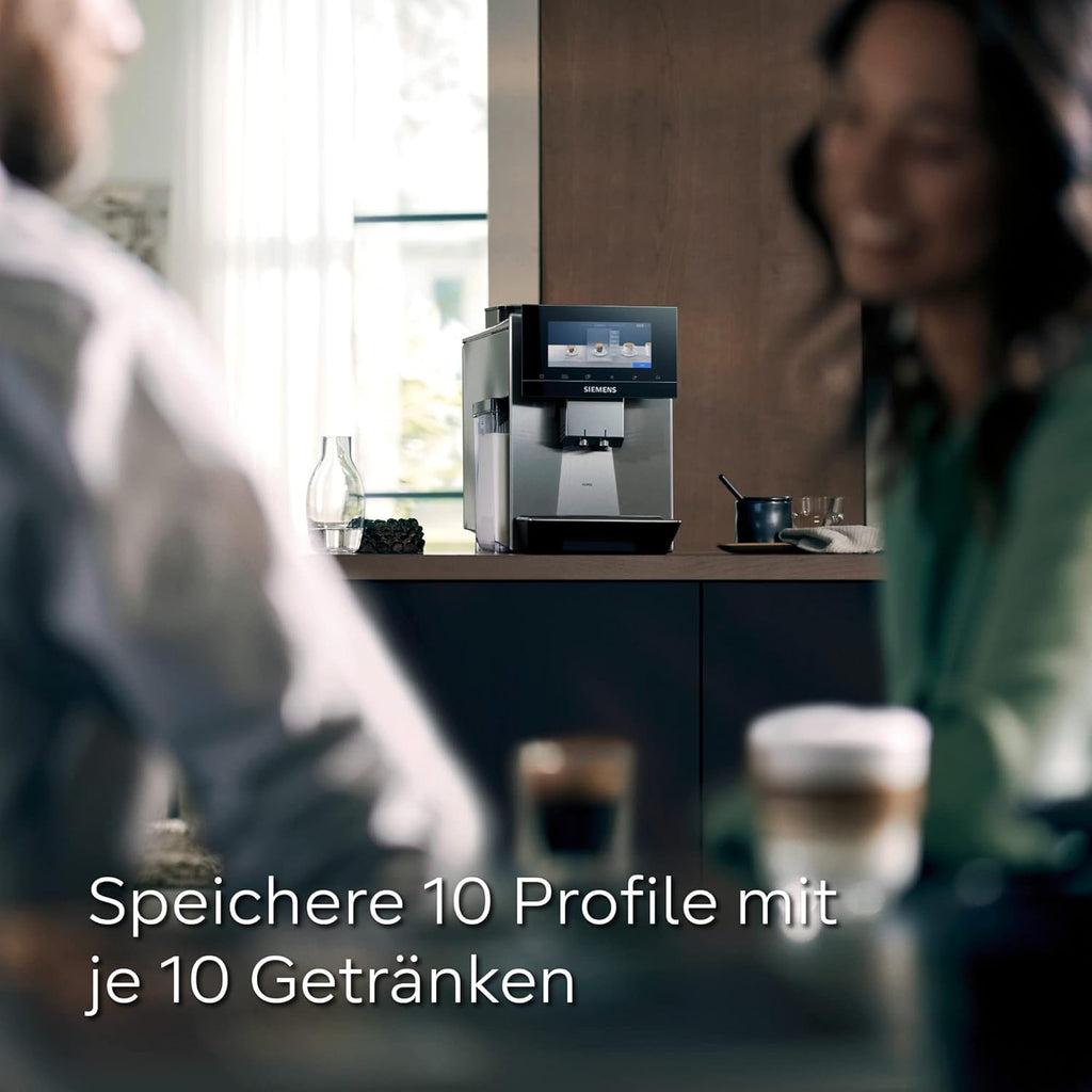Siemens Kaffeevollautomat EQ900 TQ903D03, App-Steuerung, intuitives Full-Touch-Display, Barista-Modus, AromaBoost, Geräuschreduzierung, Premiummahlwerk, automatische Dampfreinigung, 1500 W, edelstahl