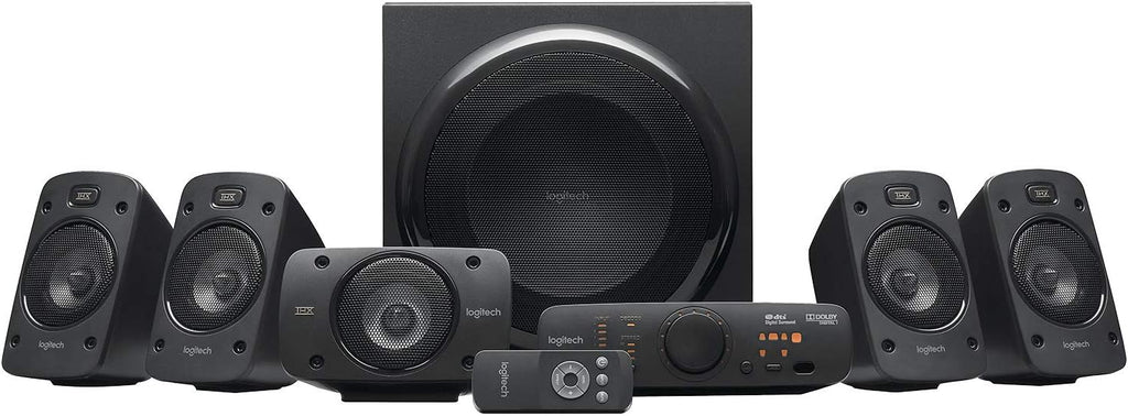 Logitech Z906 5.1 Sound System, Lautsprecher mit 1000 Watt Surround Sound, THX, Mehrere Audio-Eingänge, Fernbedienung, EU Stecker, PC/PS4/Xbox/Stereo-Anlage/TV/Smartphone/Tablet - Schwarz