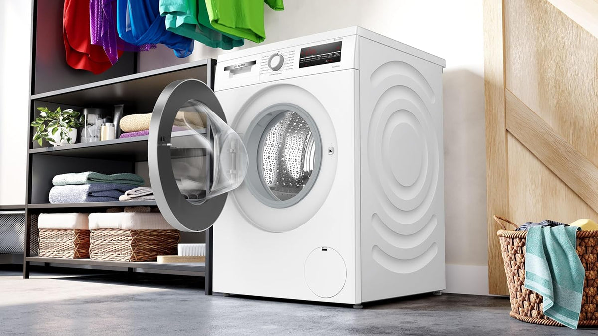 BOSCH WAN28127 Waschmaschine Serie 4, Frontlader mit 8kg Fassungsvermögen, 1400 UpM, Iron Assist, Active Water Plus, EcoSilence Drive, Speed Perfect, Weiß, 60cm