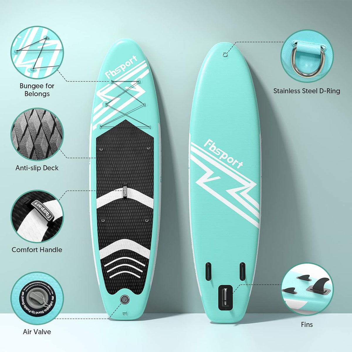 Premium-Stand-Up-Paddle-Board, Yoga-Board mit strapazierfähigem SUP-Zubehör und Tragetasche | Breiter Stand, Surf-Kontrolle, rutschfestes Deck, Leine, Paddel und Pumpe für Jugendliche und Erwachsene