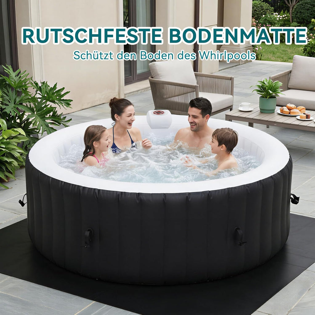 Aoxun Aufblasbarer Whirlpool für 2-4 Personen, 208x208 cm großes Whirlpool Outdoor mit 130 Luftdüsen, 1800W Portable Badewanne mit Abdeckung & Filter, aufblasbare Badewanne für Garten Terrasse