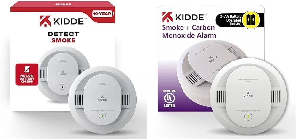 Detector de Humo Kidde, Batería de 10 Años, Indicadores LED, Alerta de Reemplazo, Botón de Prueba y Reinicio, 6 Paquetes, Blanco