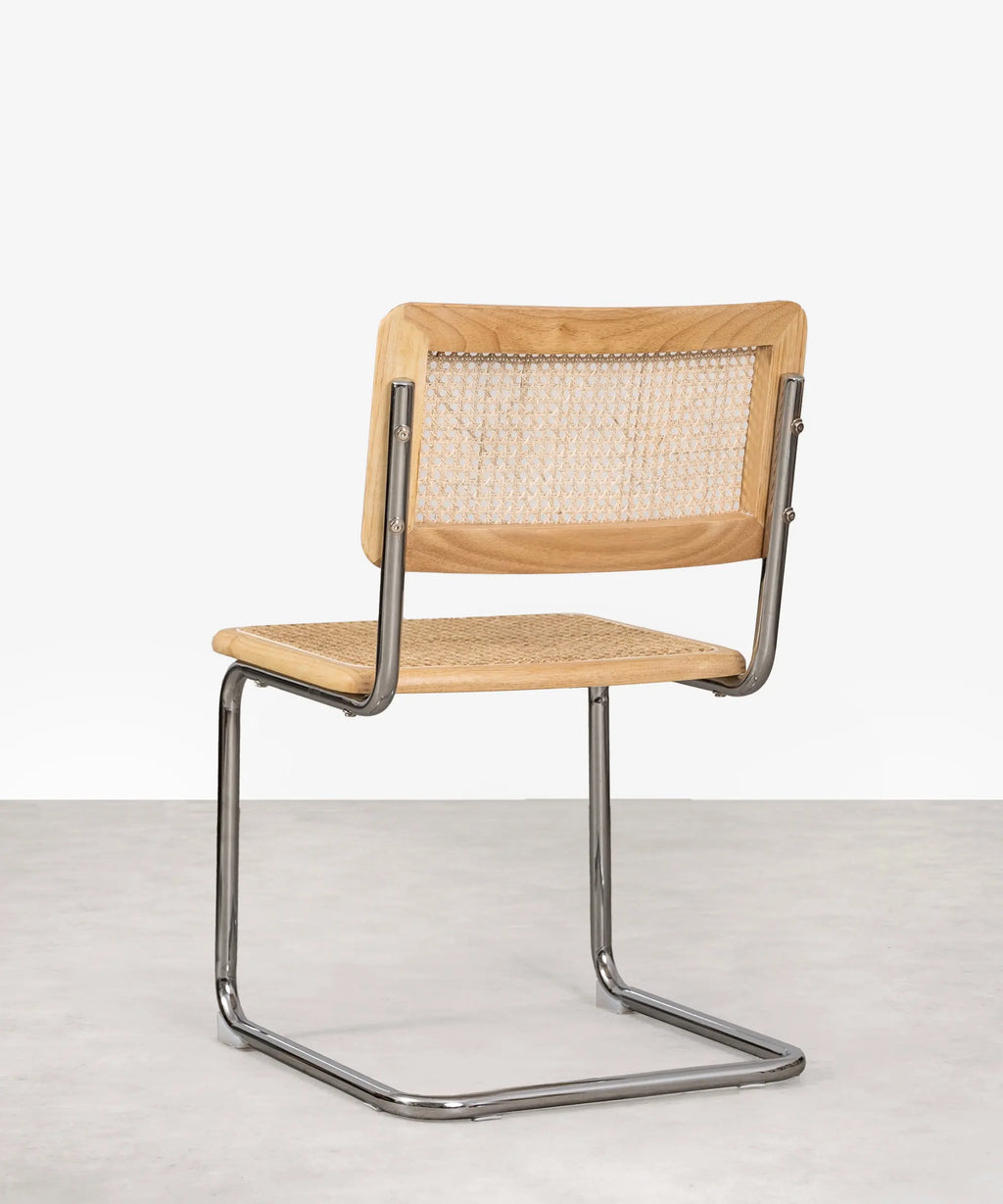 Silla de Comedor de Madera, Ratán y Metal Candy
