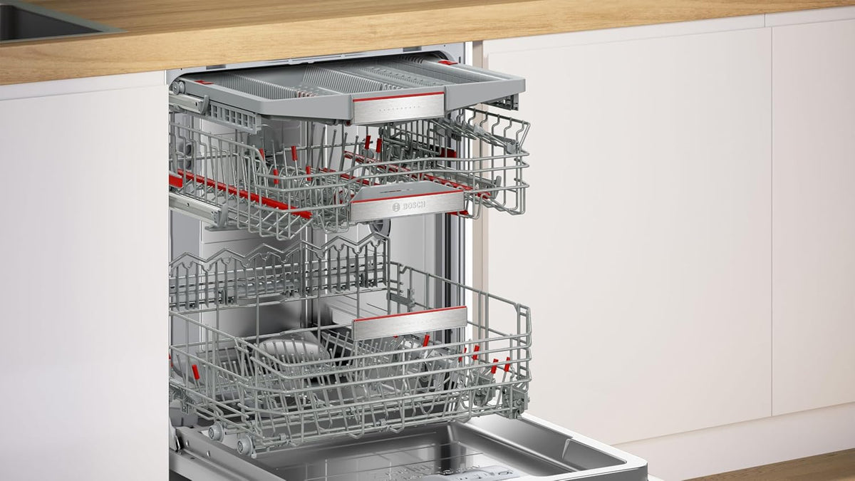 Bosch SMV4ETX08E, Serie 4, Smarter Geschirrspüler Vollintegriert 60 cm, Besteckkorb, Spülmaschine mit Programmassistent, besonders Leise, Rackmatic, Automatische Türöffnung, InfoLight, AquaStop