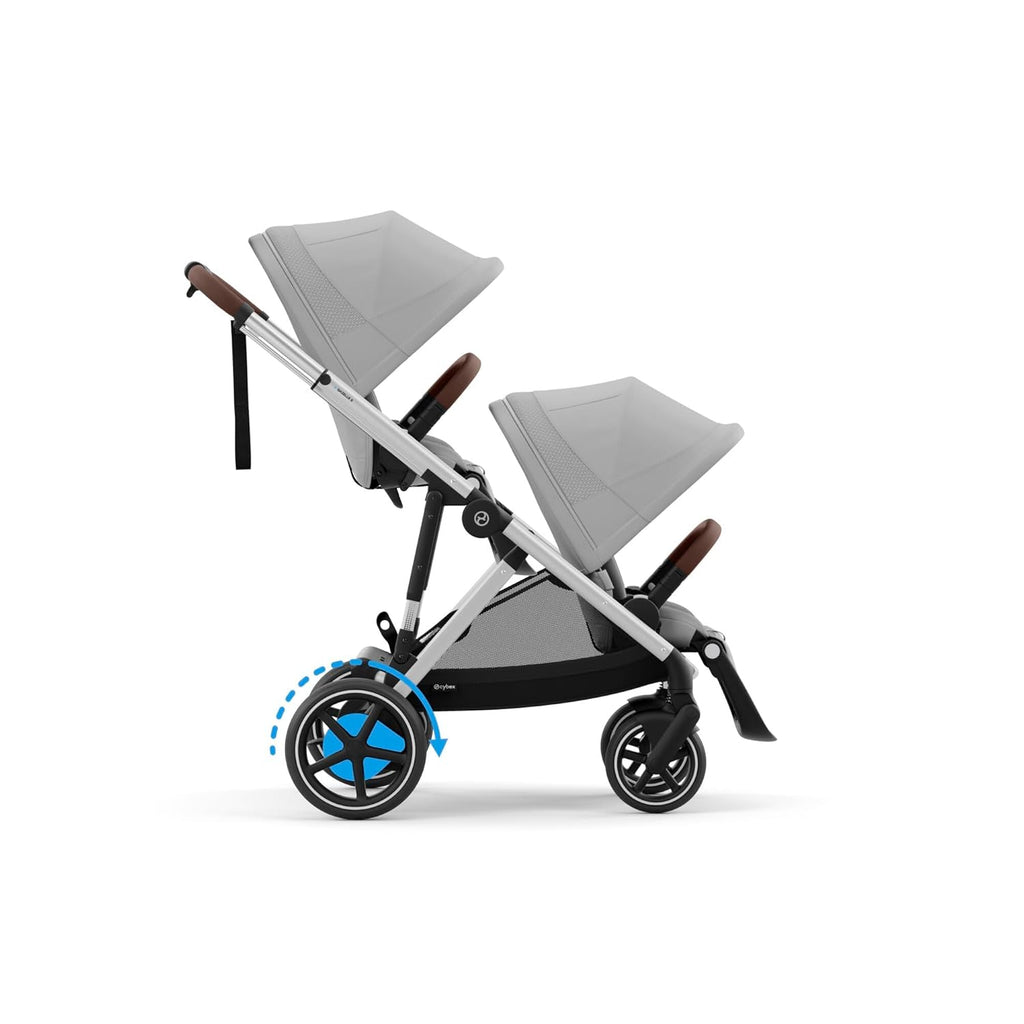CYBEX Gold Kinderwagen e-GAZELLE S, Ab Geburt bis ca. 4 Jahre, Max. 22 kg (Single-Modus) / 2x 22 kg (Duo-Modus), All-in-1-System mit E-Antrieb und 20+ Konfigurationen, Moon Black
