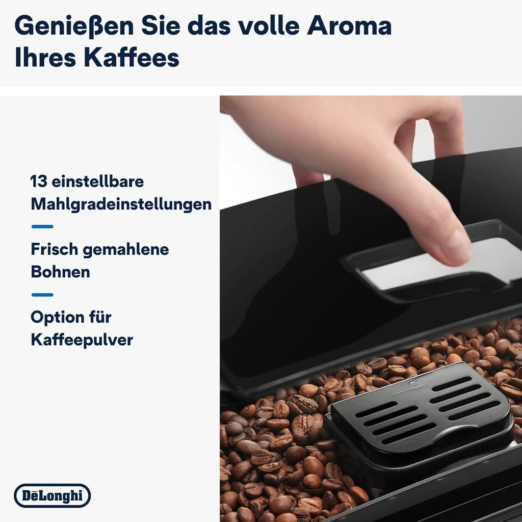 De'Longhi Magnifica S ECAM 22.110.B Kaffeevollautomat mit Milchaufschäumdüse für Cappuccino, mit Espresso Direktwahltasten und Drehregler, 2-Tassen-Funktion, 1,8 Liter Wassertank, Schwarz/Silber