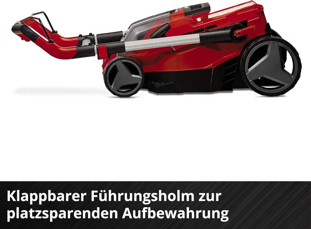 Einhell Akku-Rasenmäher RASARRO 36/38 Kit Power X-Change (36 V, 38 cm Schnittbreite, 450 m², Brushless, Mulchfunktion, 45L Fangkorb, inkl. 2X 4,0 Ah Akkus + Twincharger)