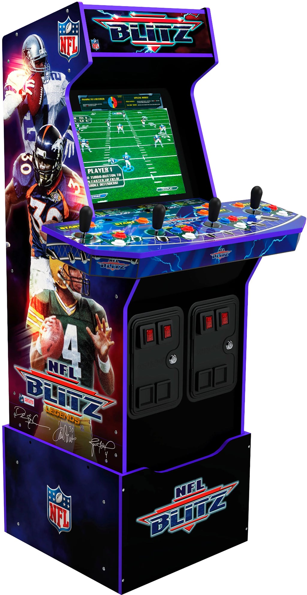 Arcade1Up – Máquina Arcade NFL Blitz con Base Elevadora y Marquesina Iluminada – Multicolor
