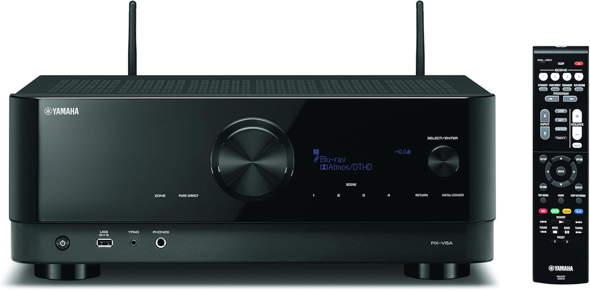 Yamaha AV-Receiver RX-V6A schwarz – Netzwerk-Receiver mit Dolby Atmos Height Virtualizer, Gaming spezifischen Funktionen und Voice Control Systemen – Allround-Talent mit 7.2 Kanälen