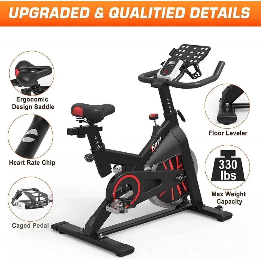 Bicicleta de Ejercicio LABODI, Bicicleta Estacionaria de Ciclismo Interior, Bicicleta de Cardio para Gimnasio en Casa, Bicicleta de Entrenamiento con Transmisión por Correa y Volante de 35 LBS, Marco Engrosado Versión Mejorada