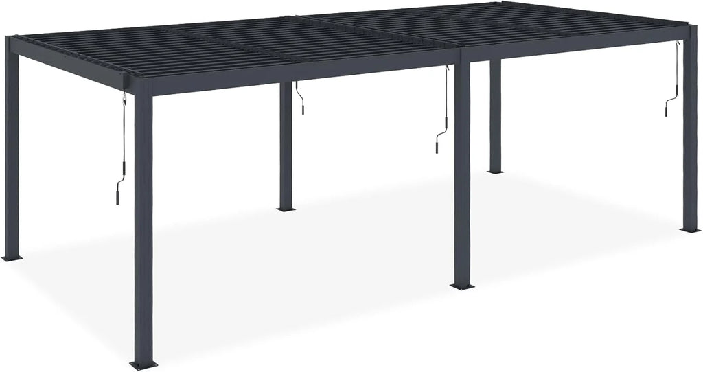 CAZEBOO Pergola Bioclimatique 6x3m Autoportée Santa – Aluminium Gris Lames Orientables en Acier – Tonnelle de Jardin Abri Terrasse – Résistante Vent 55 km/h – Protection Soleil Pluie – Montage Facile