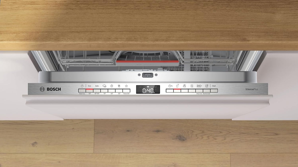 Bosch SMV4ETX08E, Serie 4, Smarter Geschirrspüler Vollintegriert 60 cm, Besteckkorb, Spülmaschine mit Programmassistent, besonders Leise, Rackmatic, Automatische Türöffnung, InfoLight, AquaStop