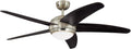 132 cm Deckenventilator Bendan 72220 mit Einzelleuchte und fünf Flügeln, Ausführung in seidenmattem Chrom mit Opalmilchglas