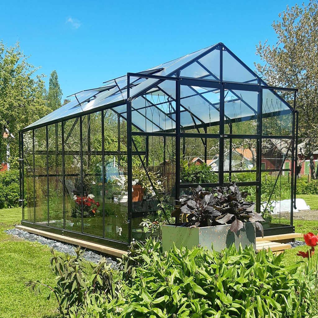 Metalcraft Gewchshaus, 9,6m, 4mm Sicherheitsglas, schwarz