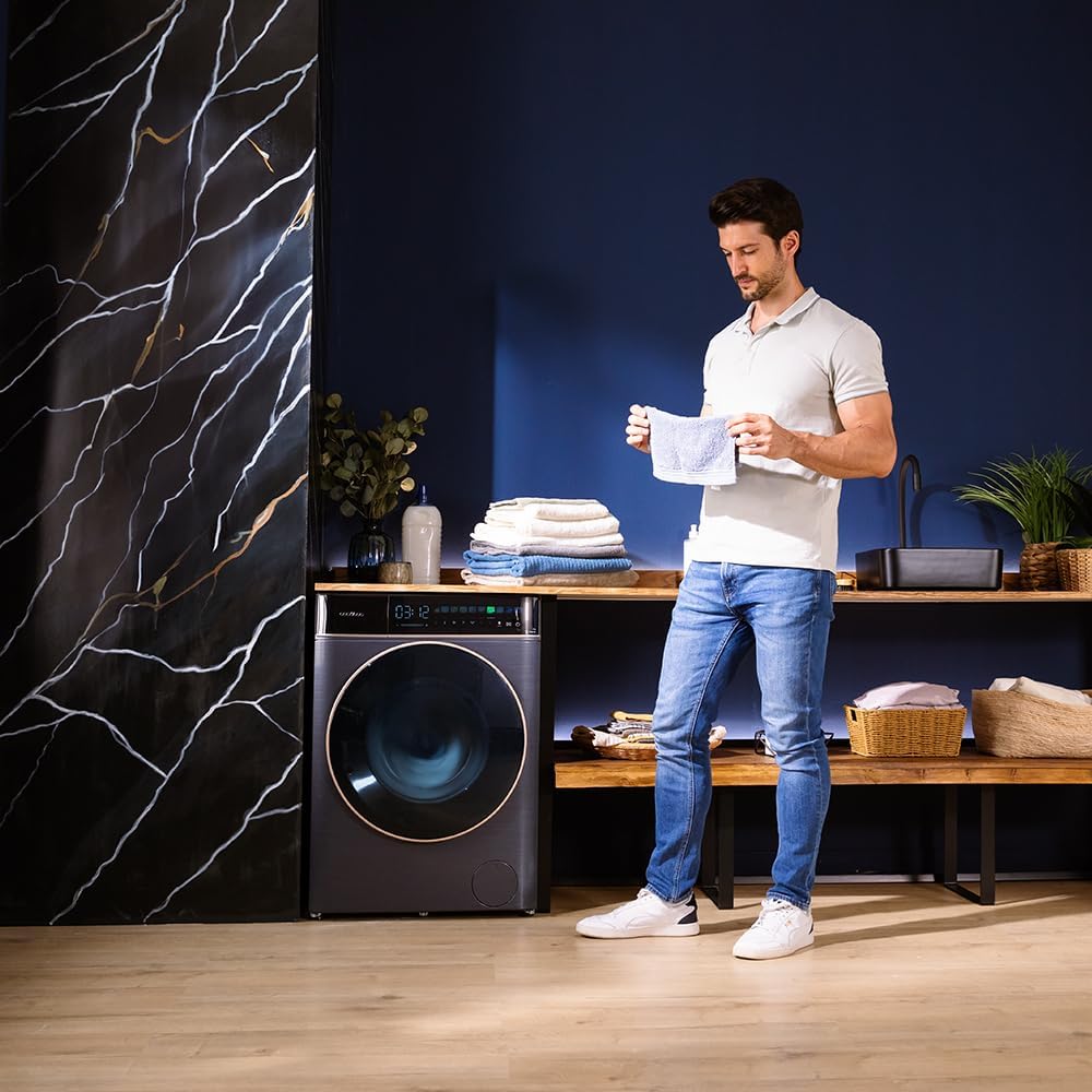 Cecotec Waschmaschine 9 kg Frontlader Bolero DressCode 9900 Inverter FullColor Ice Blue A. Blau-Finish, 1400 U/min, 10,3"-Display, 11 Programme, Inverter, SteamMax, Klasse A