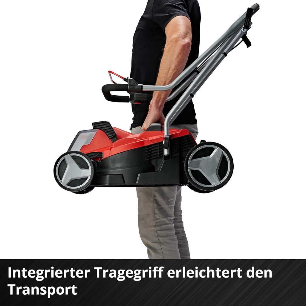 Einhell Akku-Rasenmher GE-CM 18/33 Li Kit Power X-Change (18 V, 33 cm Schnittbreite, bis 200 m, Brushless, 30L Fangkorb, 25-65 mm Schnitthhe, inkl. 4,0 Ah Akku + Ladegert)