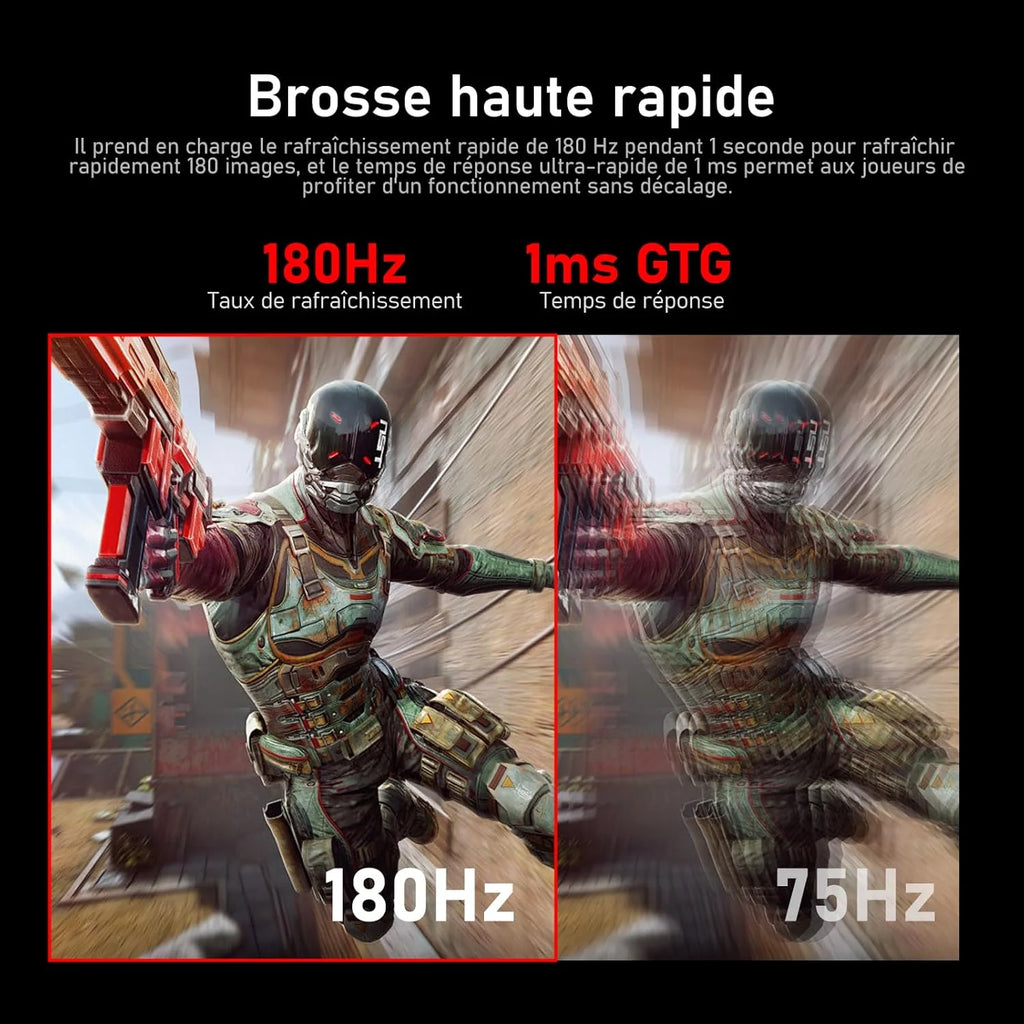 Gawfolk Écran PC Ultra Large 34 Pouces 1000R incurvé 180Hz Gaming Computer Moniteur 21:9 UWQHD (3440x1440),1ms,100% sRGB,Adaptive Sync,Display Port、HDMI,Fonction de Levage,Compatible avec Mural -Noir