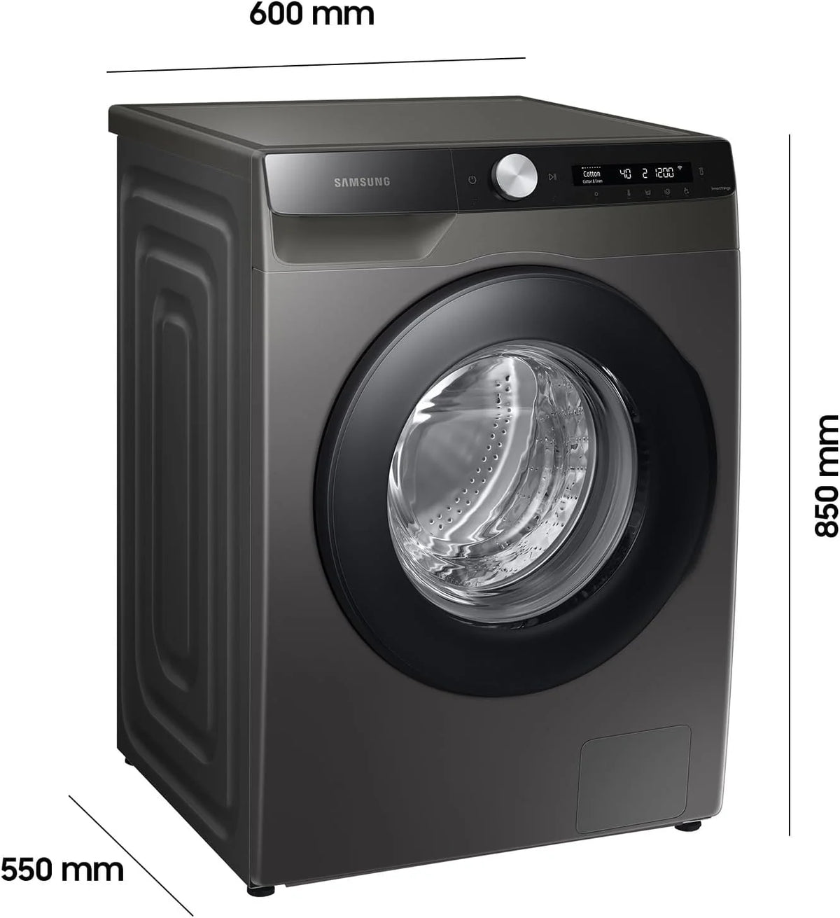 Samsung Waschmaschine, 8 kg, 1400 U/min, Ecobubble, Automatische Waschmittel- und Weichspülerdosierung, Inox/Schwarz, WW80T534AAXAS2