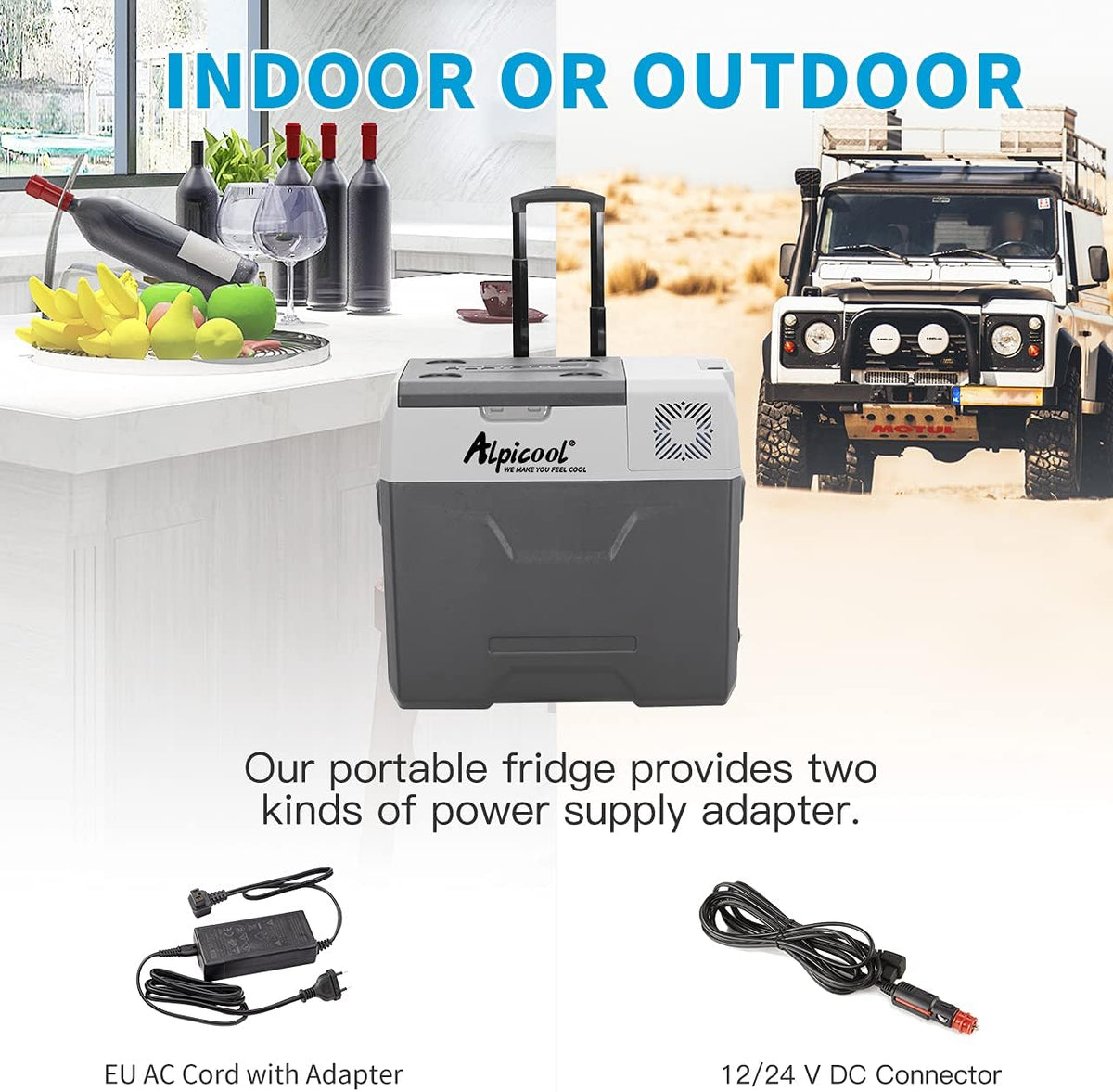 Alpicool CF55 55 Liter Kühlbox 12V tragbarer Mini-Kühlschrank elektrische Gefrierbox klein Gefrierschrank für Auto Camping, LKW, Boot und Steckdose mit USB-Anschluss, -20℃ bis 20℃