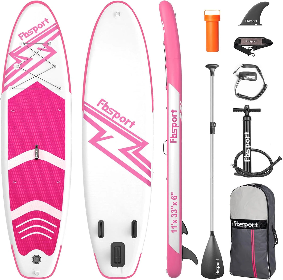 Tabla de Paddle Premium FBSPORT de 11 pulgadas, tabla de yoga con accesorios SUP y bolsa de transporte, postura ancha, control de surf, cubierta antideslizante, correa, remo y bomba para jóvenes y adultos